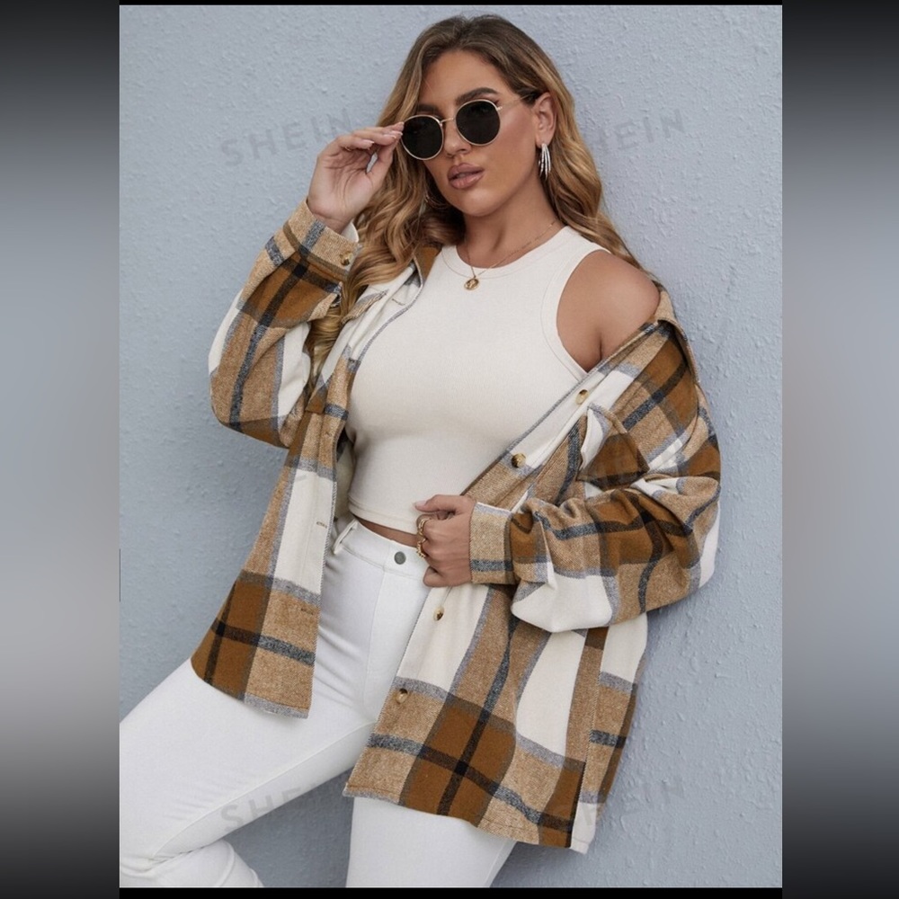 Oversized Button up plaid sweater / jacket